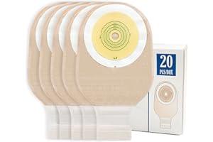 Ceeport 20 PCS Colostomy Bags, Ostomy Supplies, One Piece Drainable Ostomy Pouch for Ileostomy Stoma Care, Odor Resistant, Cut-to-Fit