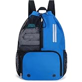 Swim Bag Drawstring Backpack with Shoe Compartment &amp; Wet Pocket (Blue) | Waterproof Beach Backpack Pool Bag for Swimming, Gym, Travel and Workout Gear Swimsuit Swim Wear Bag