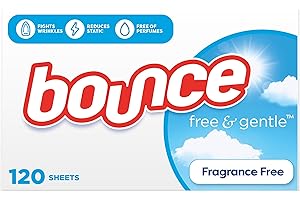 Bounce Dryer Sheets Free & Gentle, Unscented And Hypoallergenic For Sensitive Skin, 120 Count