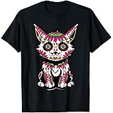 Sugar Skull Cat Dia De Los Muertos Halloween Day of Dead Men Women Kids T-Shirt
