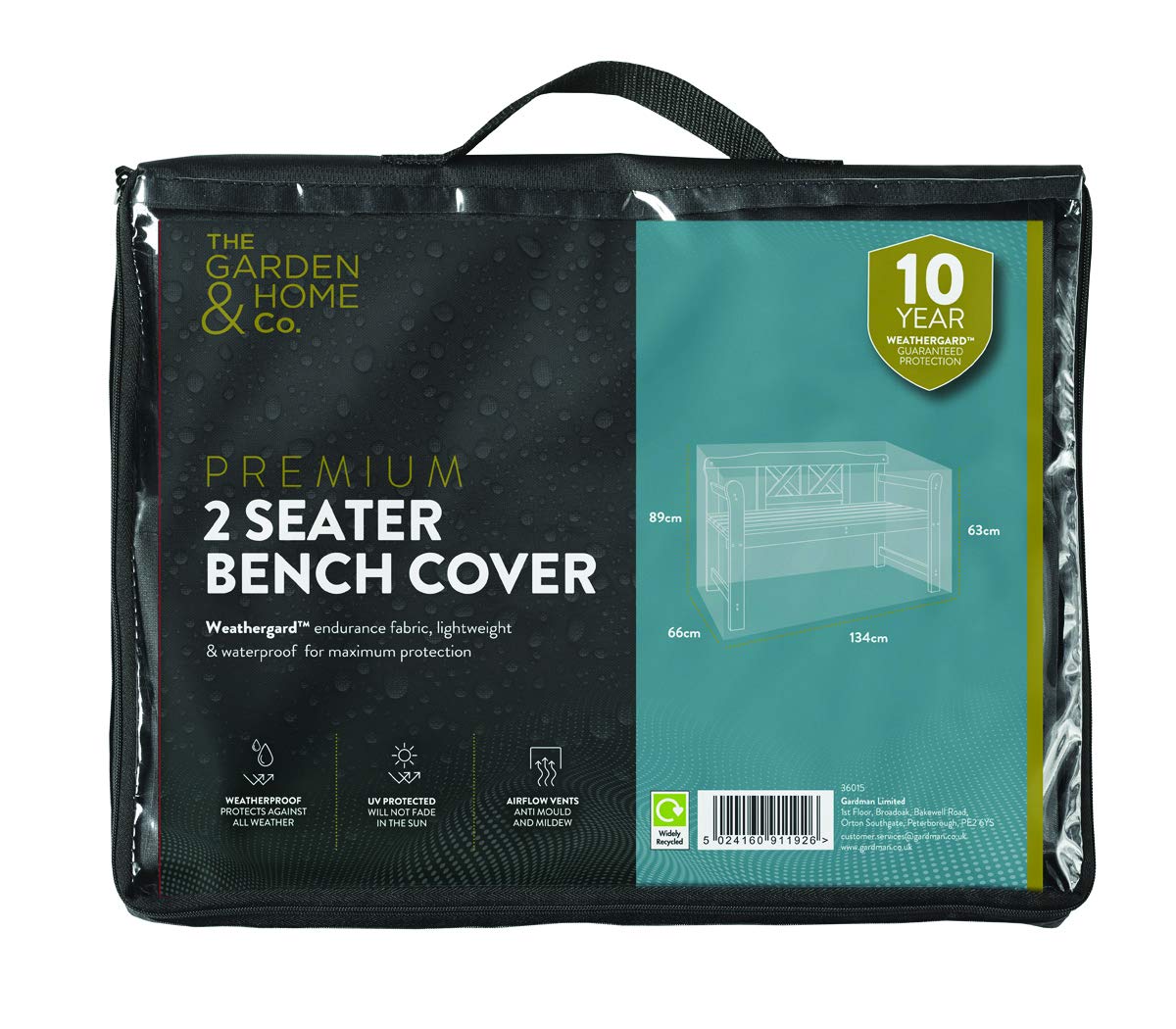 Premium BBQ Cover, 170cm x 115cm in Grey from The Garden & Home Company INT ltd. Fully weather resistant, UV protected, subtle matt finish to blend in & protect your garden barbecue