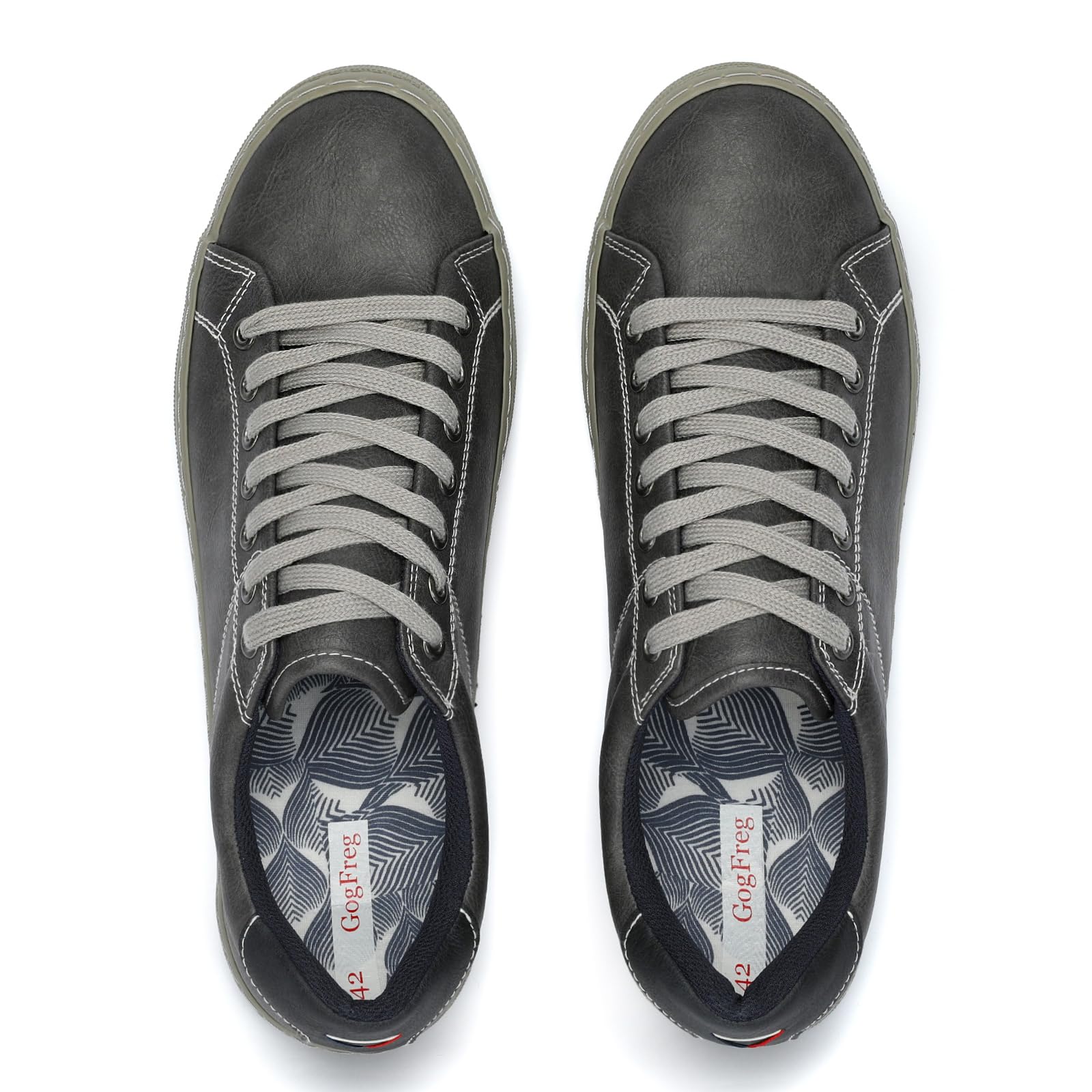 Men's Fashion Sneakers PU Leather Stylish Casual Dress Shoes for Men Gray Size US 9.5