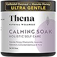Thena Organic Calming Bath Therapy Ultra Gentle Formula with 10% Colloidal Oatmeal Manuka Honey Calendula Dead Sea Salt Natural Eczema Treatment for Dry Itchy Skin Babies Kids Adults