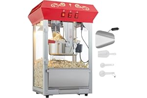 Uargd 850W Popcorn Popper Machine, Red, 8 Oz Kettle Produces 48 Cups per Batch, Countertop Popcorn Maker with Tempered Glass,