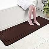 Grandaily Memory Foam Bath Mat Rug 59x20, Ultra Soft, Non-Slip and Absorbent Bathroom Rugs, Machine Wash Dry, Comfortable Bath Carpet for Bathroom Floor, Tub and Shower, Brown