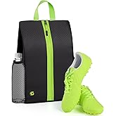 GLORIEROO Smell Proof Shoe Bags for Travel-Soccer Cleat Bag Smell Proof with Active Carbon Fabric | Odor-Absorbing Water-Resistant Track Shoe bags for Sports (Black with Green, UP TO US14)