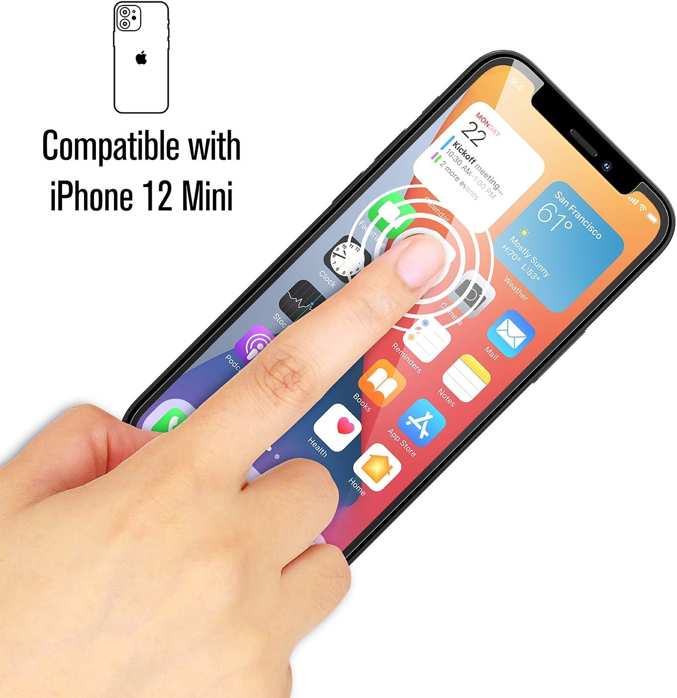 Catalyst Designed for iPhone 12 Mini Tempered Glass Screen Protector with Cleaning Pad, Shatter Proof - Image 3