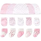 Ruliby Baby Hats Mittens and Socks Set Cotton Newborn Hat Beanie Soft Infant Girls Boys Caps Gloves 0-6 month