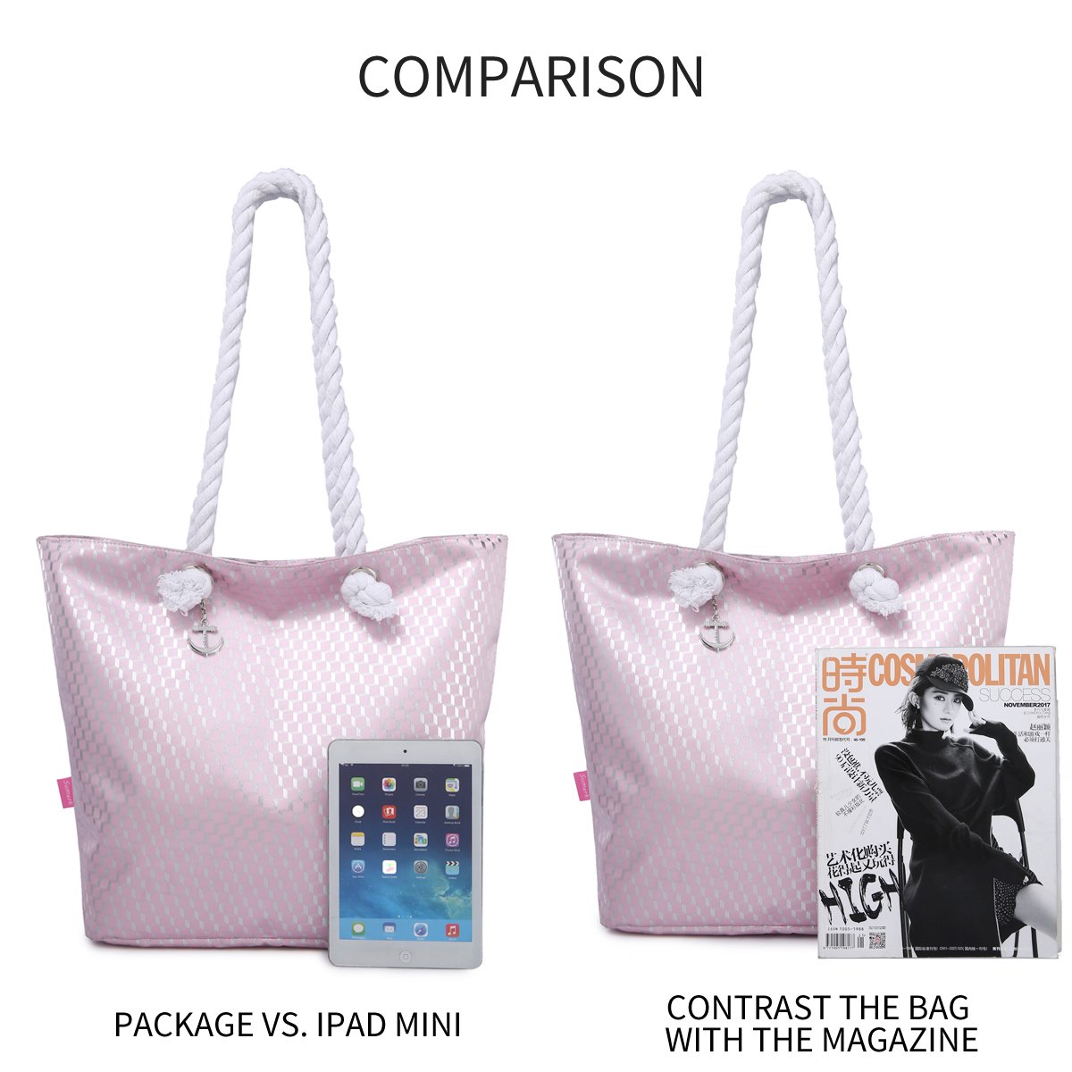 Sumerk Beach Bags and Totes Waterproof Tote Bag with Rope Handles