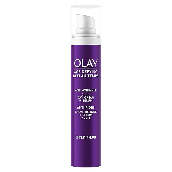 WRINKLE CREAM BY OLAY AGE DEFYING 2-IN-1 ANTI-WRINKLE DAY CREAM PLUS SERUM, 1.7 FLUID OUNCE