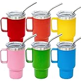 Metalya 3 oz Mini Tumbler Shot Glass with Straw and Lid, 6 Pack Stainless Steel Shot Glasses with Handle, Double Wall Vacuum Insulated Tumblers for Laser Engrave, Cute Cups for Party (6 Pack A)