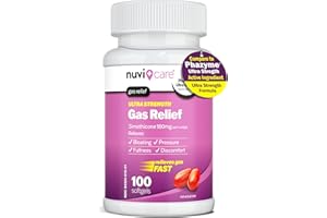 NUVICARE Ultra Strength Gas Relief - Simethicone 180mg Softgels - Anti Gas and Bloating Relief - Compare to The Active Ingredient in Phazyme Anti Gas Pills - Stomach Gas Relief for Adults (100 Count)