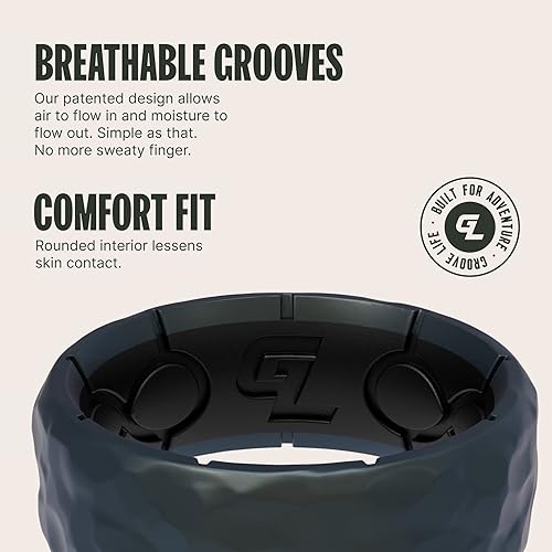 Cobalt Silicone Rings Groove Life Groove Life Zeus Hammered Deep