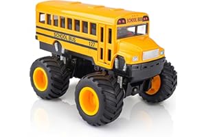 ArtCreativity 5-Inch Diecast Monster School Bus – Pullback Mechanism Toy Truck with Big Wheels, Play Vehicle Gift for Boys