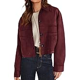 PRETTYGARDEN Women's Faux Suede Cropped Jacket Casual Lightweight Fall Fashion 2026 Winter Coats Outerwear Trendy Clothes