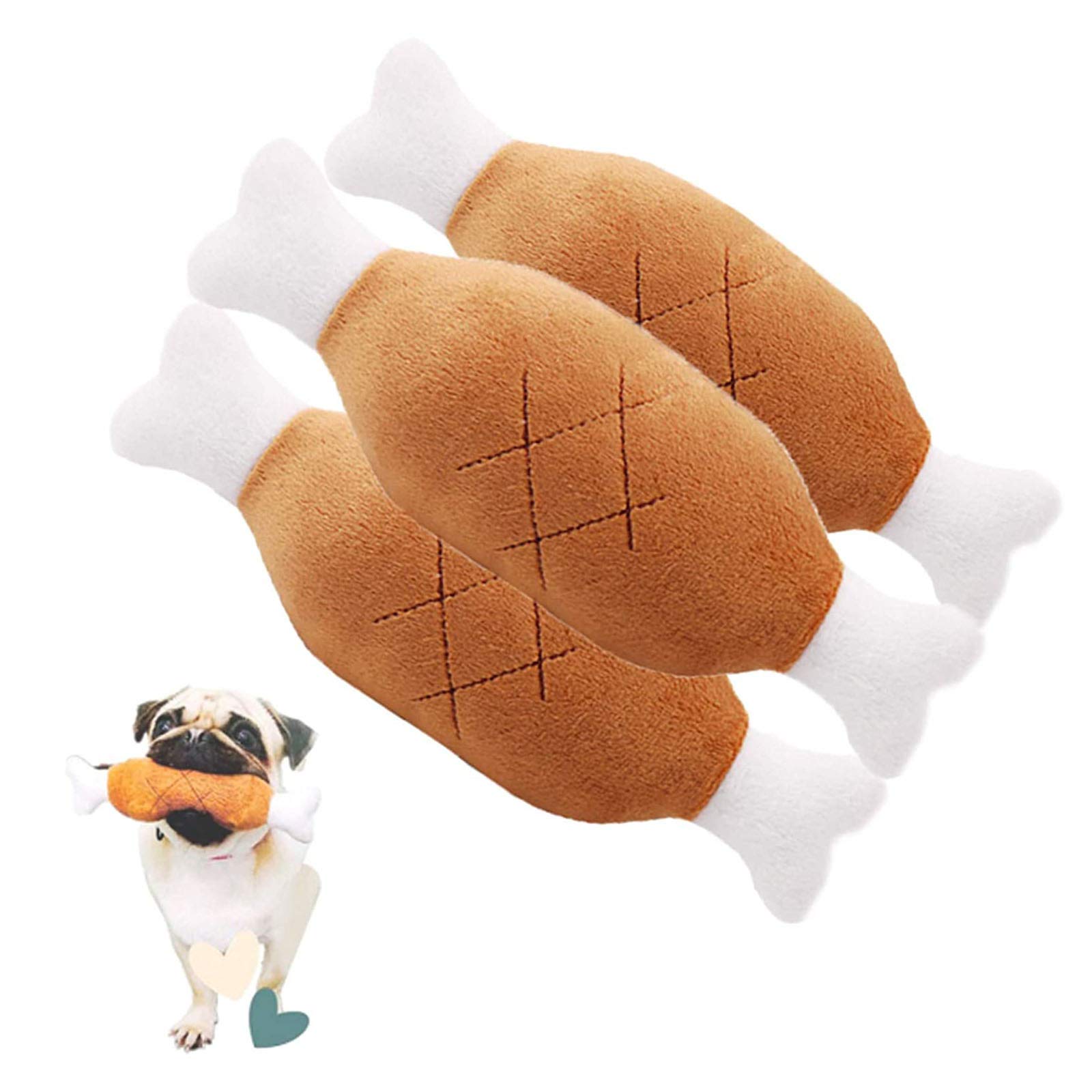Vandove 3 Pcs Set Dog Chicken Leg Toy Double Bone Chicken Legs Plush Squeaky Chew Toy Sound Cat Traning Bite Interactive Pet Supplies, for Small and Medium Dogs