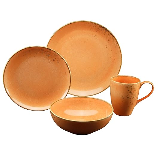 Creatable 19990, Serie Nature Collection Mediterran, Geschirrset 4 teilig Orange Single Set, Stein, mehrfarbig 30 x 16 x 32 c