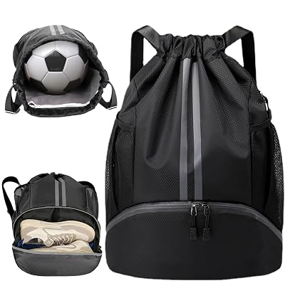 WUBAYI Football Boot Bag Wet Dry Separation Waterproof Gym Sack Large Drawstring