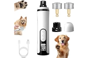 Xing Chen Hai Yang Heusom Silent Groom Pro Nail Grinder,Silent Groom Pro Nail Grinder, with LED Light & 3 Speeds, 2000mAh USB Rechargeable Dog Nail Trimmer for Thick Nails (1pc+2 Heads)