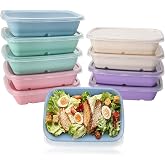 32 oz Reusable Meal Prep Containers,10Pcs Food Storage Containers with Lids | Wheat Straw Bento Lunch Box Container, Stackable Tupperware To Go Food Containers,BPA Free, Microwave Freezer Dishwasher Safe