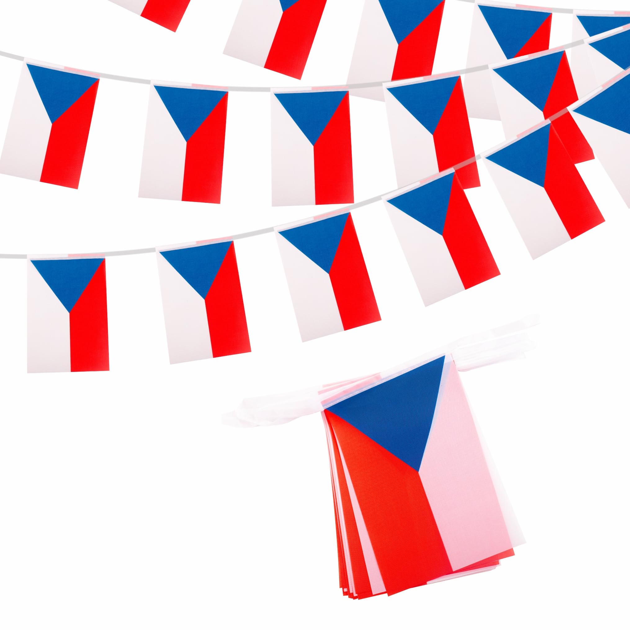 Czech Flags Bunting Czech Bunting Oly 2024 Decorations 10m 30 Flags, Czech Flags Bunting Banner for Oly Games 2024 Sports Football Events National Day Party Decorations