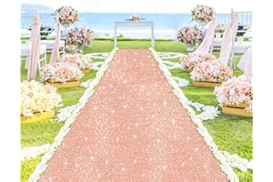 PATYDEST Rose Gold Carpet Runner Sequin Aisle Runner for Wedding Ceremony 4FTx15FT Glitter Wedding Runner Aisle Outdoor Aisle Runners for Bithday Banquet Parties Prom Decorations