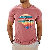 Runcati Mens Short Sleeve T-Shirts Graphic Crewneck Casual Printed Tee Summer Beach Hawaiian Vintage Shirts
