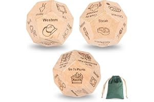 3 Pcs Anniversary Date Night Dice Gifts for Couple 12 Side Food Movie Activity Decision Wood Dice Valentines Birthday for Him