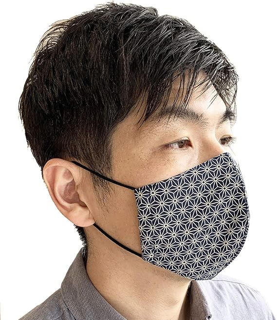 Amazon Co Jp 布マスク 日本製 洗える おしゃれ 男性用 大きめ 女性用 夏用 紺和柄 大人 薄手 立体型 和柄マスク Y309 服 ファッション小物