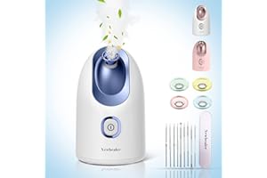 Newbealer Facial Steamer, Mini Aroma Face Steamer, Nano Ionic Hot Mist Face Humidifier for Facial Deep Cleaning, Home Sauna Spa Sprayer with 9 Pieces Acne Remover Kit (Blue, 160ml)