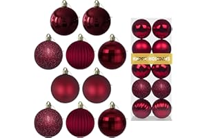 GAMEXCEL Maroon 2.5" Christmas Balls Christmas Tree Decoration Ornaments Shatterproof Hanging Balls for Birthday Halloween Holiday Wedding Decorations Set of 10pcs