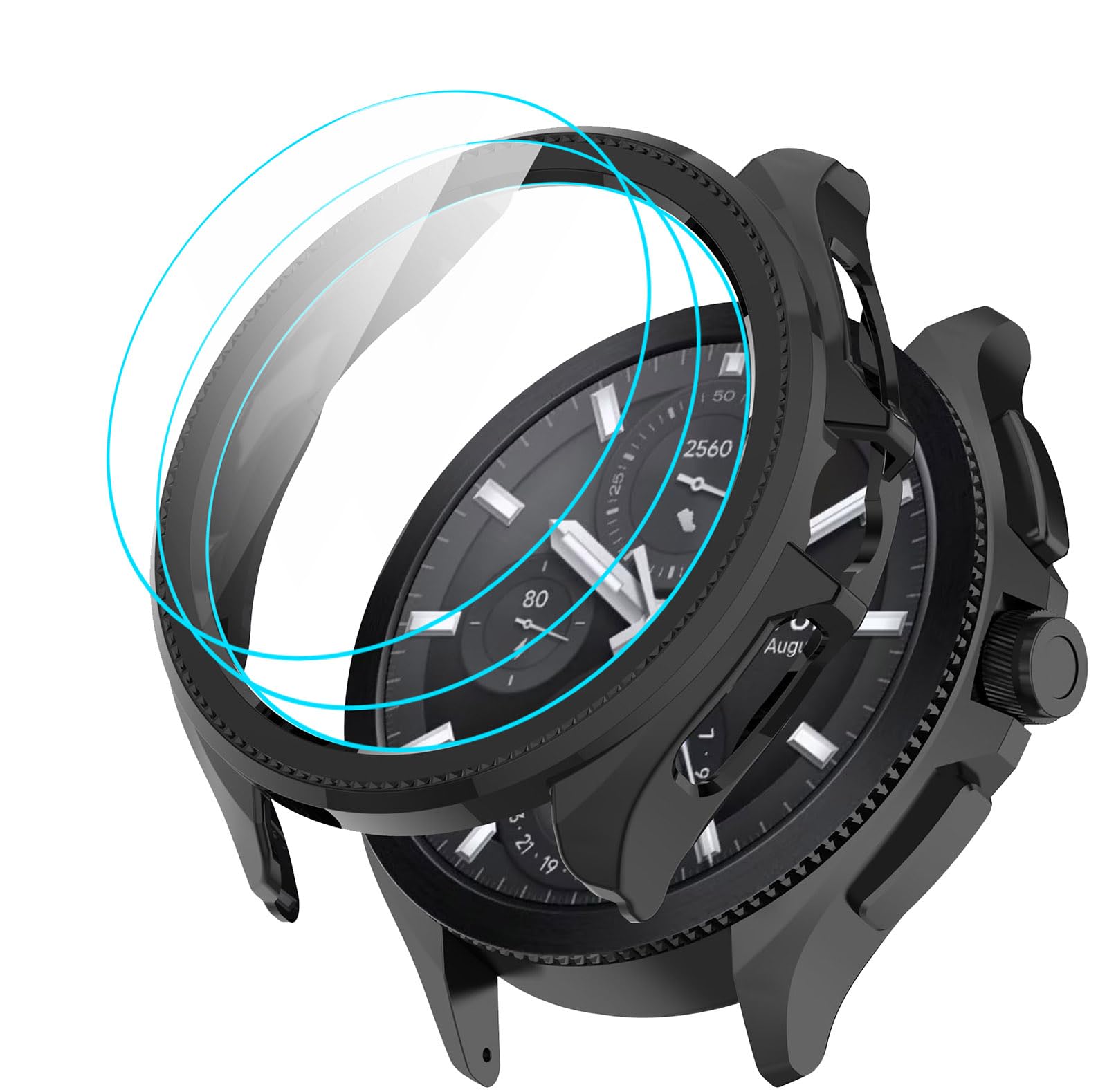 GIOPUEY [1+3 Pack] Case Compatible with Xiaomi Watch 2 Pro, with Screen Protector, Hard Plastic Material, Anti-Bump, Xiaomi Watch 2 Pro Cover - black