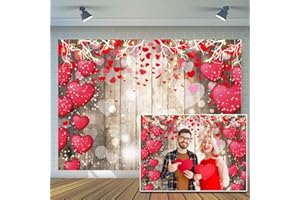 CYLYH 7x5ft Valentine's Day Backdrop Rustic Wood Backdrop Red Love Heart Valentine's Day Backdrops Photography Mother's Day Backdrops Party Bridal Shower Kid Birthday Party Decor Banner