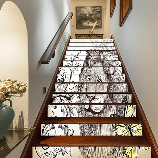 Amazon Com Safari Decor Staircase Stickers Lion Mane Butterfly