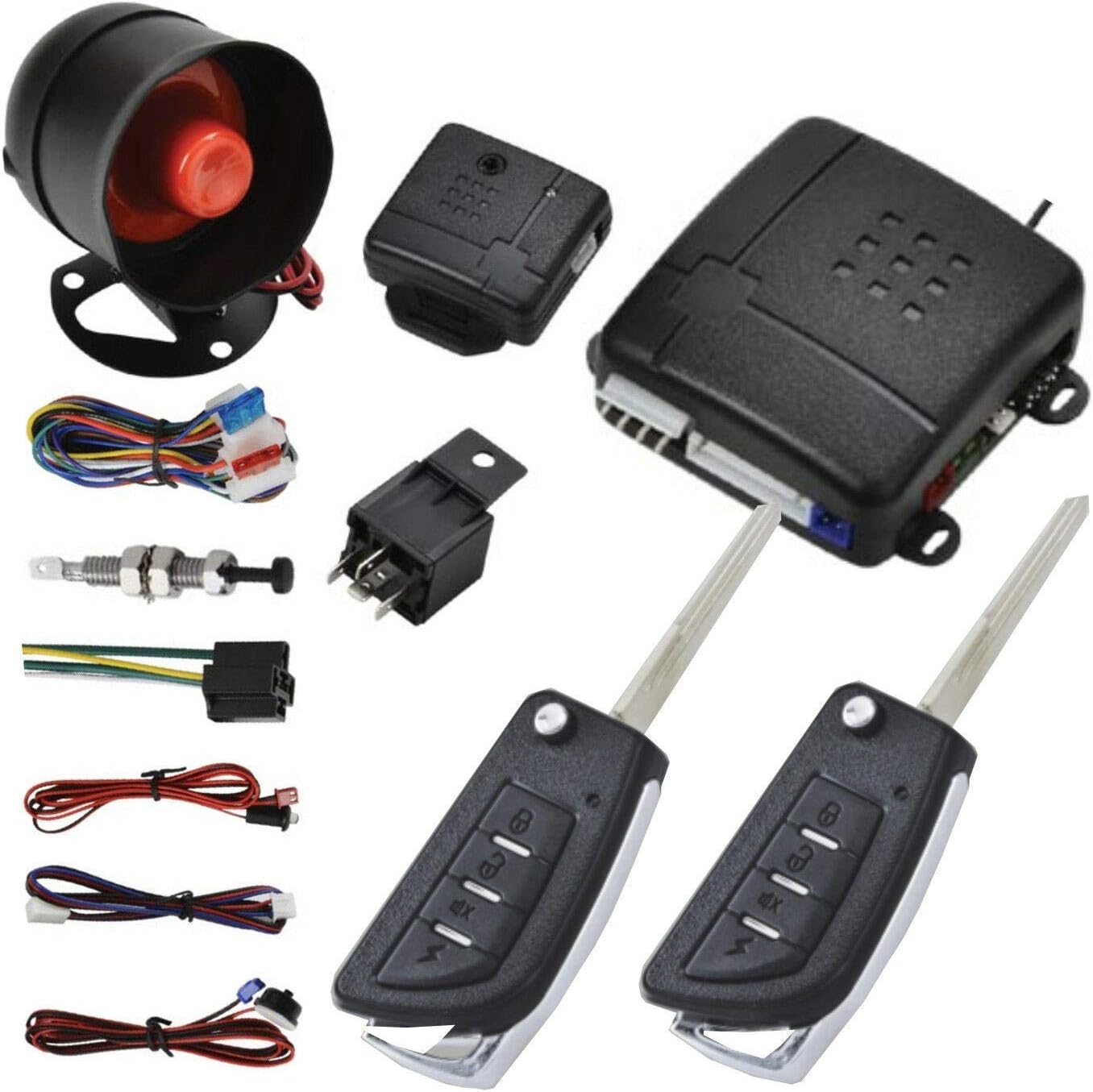 Style 14 Car Central Lock Universal Auto Remote Central Kit Vehicle Door Lock with Shock Sensor + Contorl Box + 2 Replacement Remote Contorl for Car Central Door Lock