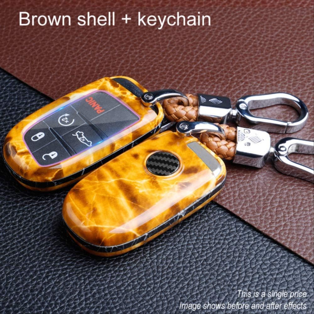 LLOOMMB Keychain Car ABS Key Case Cover Chain For Jeep Grand Cherokee Compass Patriot Renegade For Dodge Challenger Journey Fiat Brown