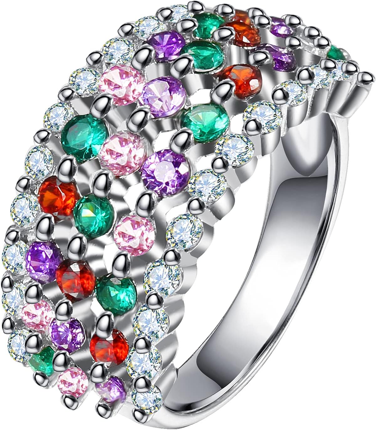 Hermos MultiGemstone Balinese Rings Multi Color CreatedGemstone