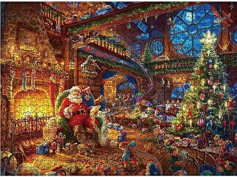 Puzzle 1000 Pieces Puzzle De Noel Pour Enfants Et Adultes Puzzle Bricolage Du Pere Noel Jeu De Defi Soulagement Du Stress Jeu Interactif Decoration Maison Bureau Cadeau De Noel 38x52 Cm