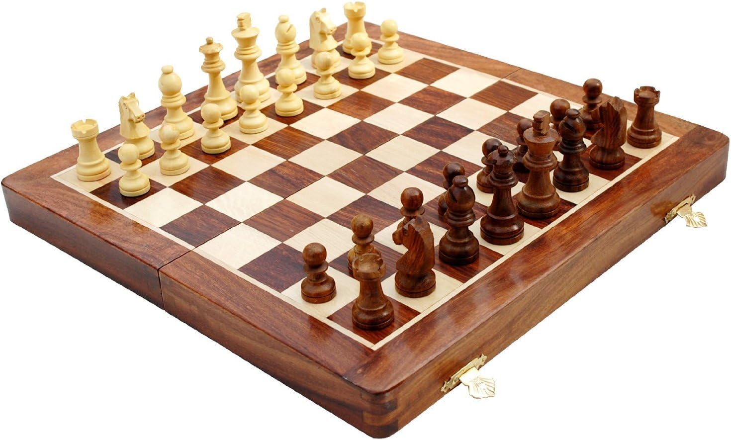 kimaro Chess Set - Game with Travel Bag - Fine Wood Classic Handmade Standard Staunton Ultimate 14 x 14 Inch Folding Wooden Chess Board