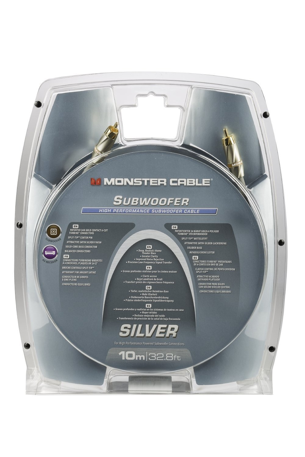 Monster Cable Silver High Performance Subwoofer Audio Cable, 10M (32.8 Ft) …: Industrial & Scientific