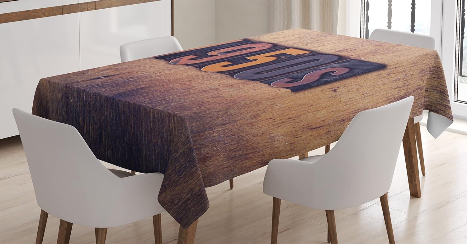 Amazon Com Ambesonne 1950s Tablecloth 1950s Written In Dirty Old Fashioned Letter Type On Aged Wooden Background Dining Room Kitchen Rectangular Table Cover 60 X 84 Umber Charcoal Grey Home Kitchen