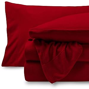 Bare Home Super Soft Fleece Sheet Set - Twin Extra Long Size - Extra Plush Polar Fleece, Pill-Resistant Bed Sheets - All Season Cozy Warmth, Breathable & Hypoallergenic (Twin XL, Red)