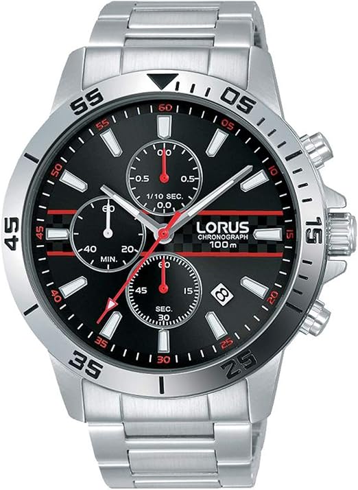 lorus men's stainless steel bracelet chronograph watch