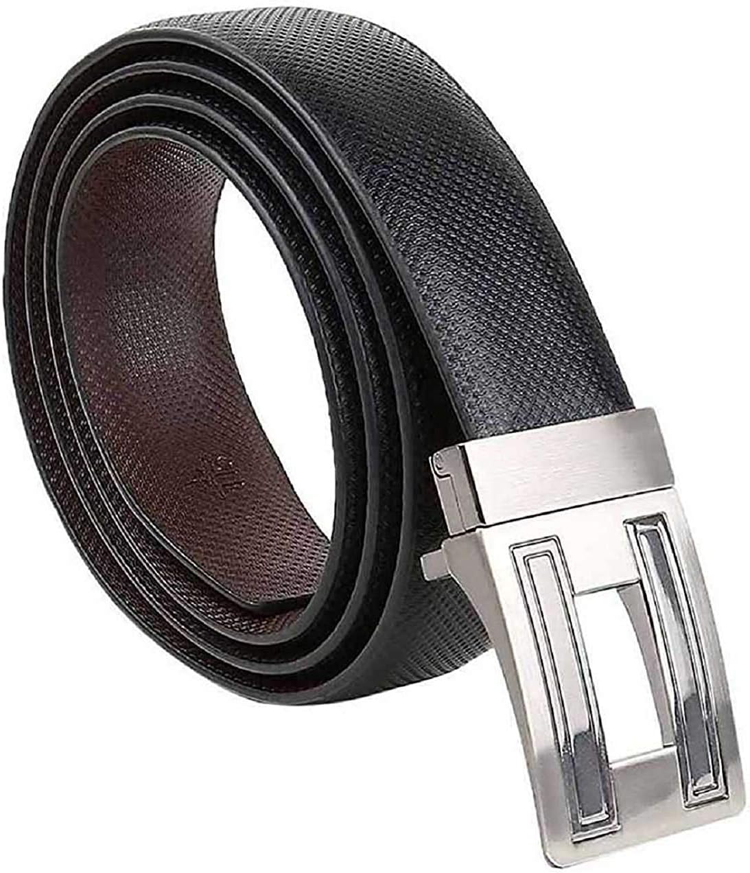 Men's Leather Reversible Belt (Black, Free Size)