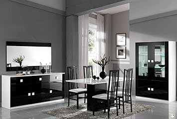 Italie Tl Lignemeuble Maracana Laque Noir Et Blanc Ensemble Sejour