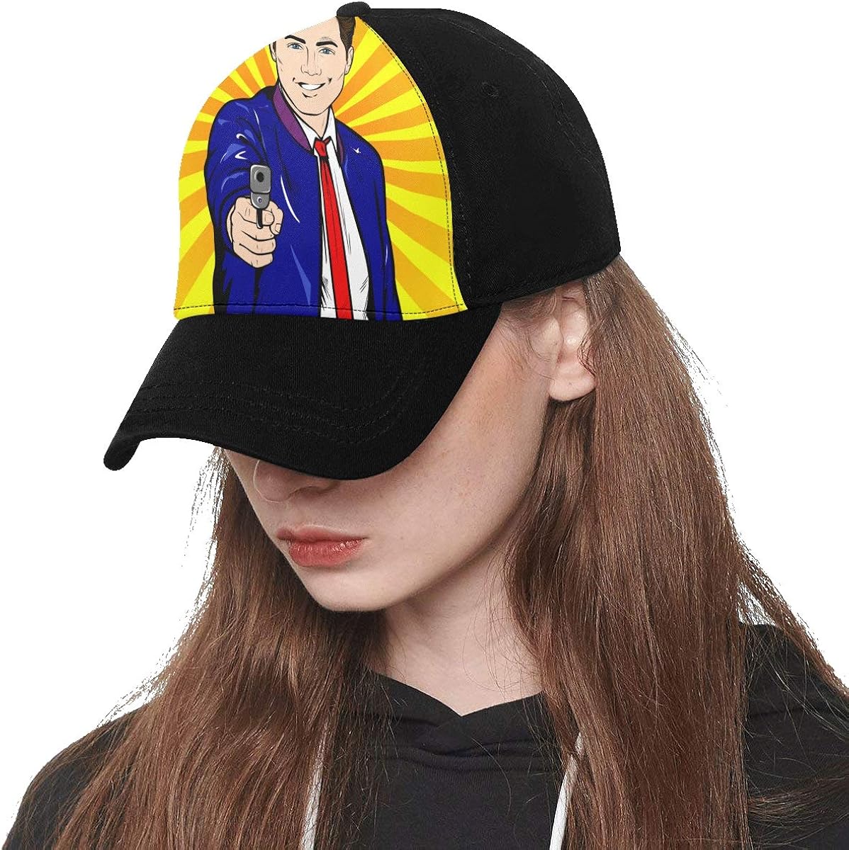 Baseball Cap Unisex Smiling Man Wearing Leather Jacket Pointing