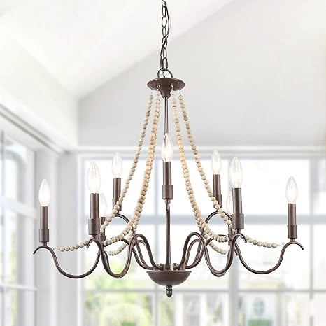 Laluz White French Country Chandeliers For Living Room 9 Light