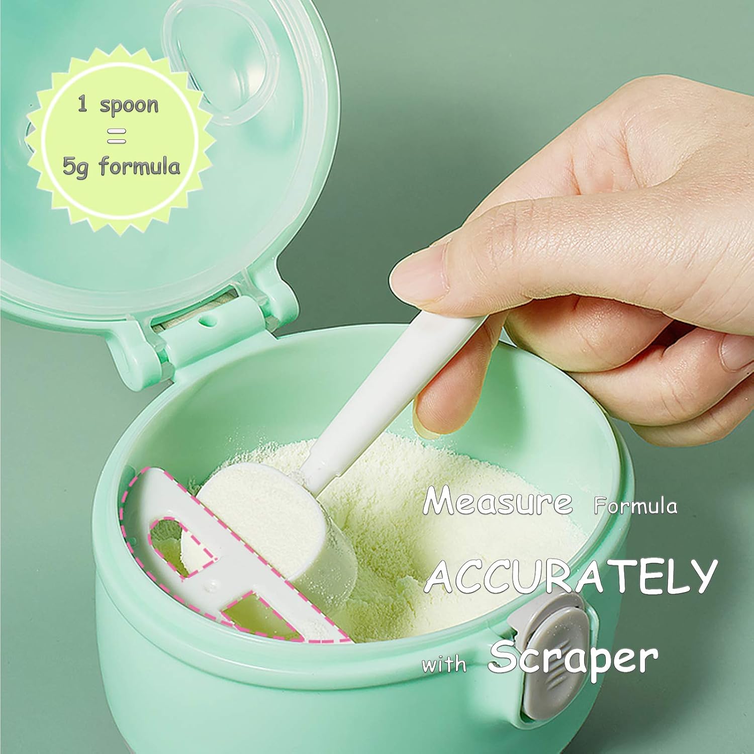 Baby Formula Dispenser, Portable Milk Powder Dispenser Snack Storage Container for Travel Bedroom Outdoor … (Green): Kitchen & Dining