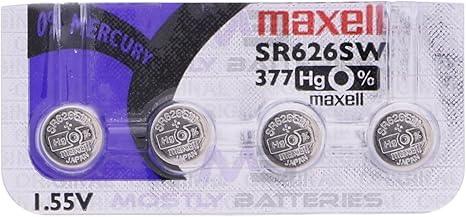 Amazon Com Maxell 377 Sr626sw 1 55 Volt Silver Oxide Watch Batteries Factory Hologram 4 Batteries Health Personal Care