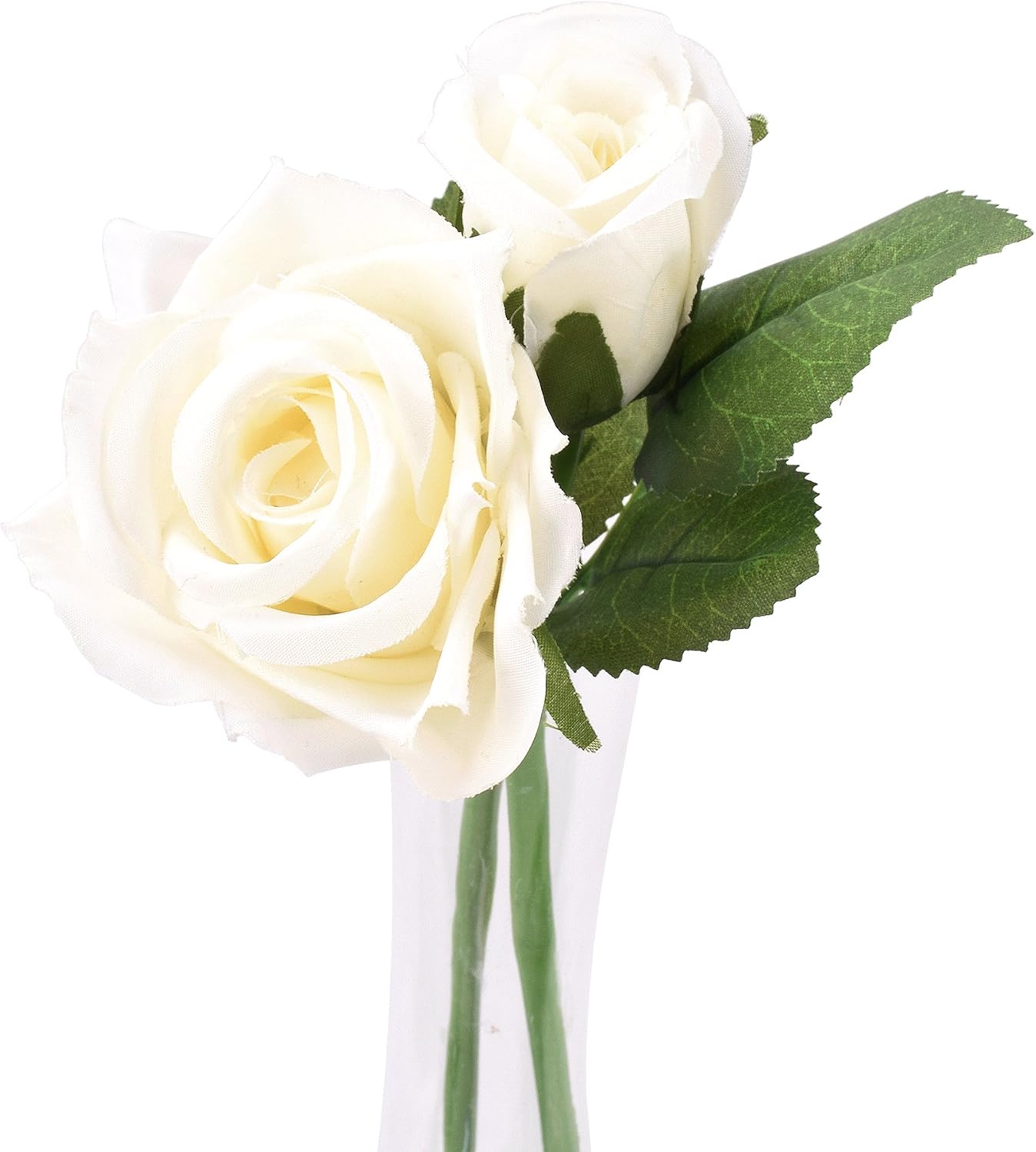 Famibay Artificial Flowers White Roses 18 Heads Fake Flowers 2 Bouquets Artificial Roses with Stems Silk Wedding Bouquet for Home Garden Party Hotel Decoration (White - Image 4